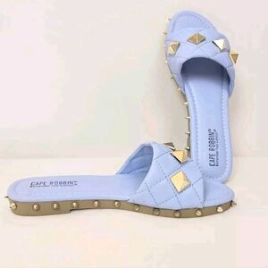 Cape Robbin Jest Sandals Women's Size 8 Periwinkle Studded Mules Slides Flats